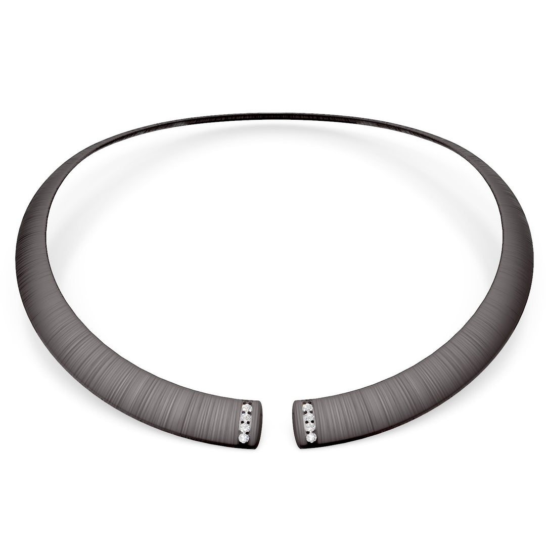 Golay girocollo in titanio nero texture e diamanti sull&