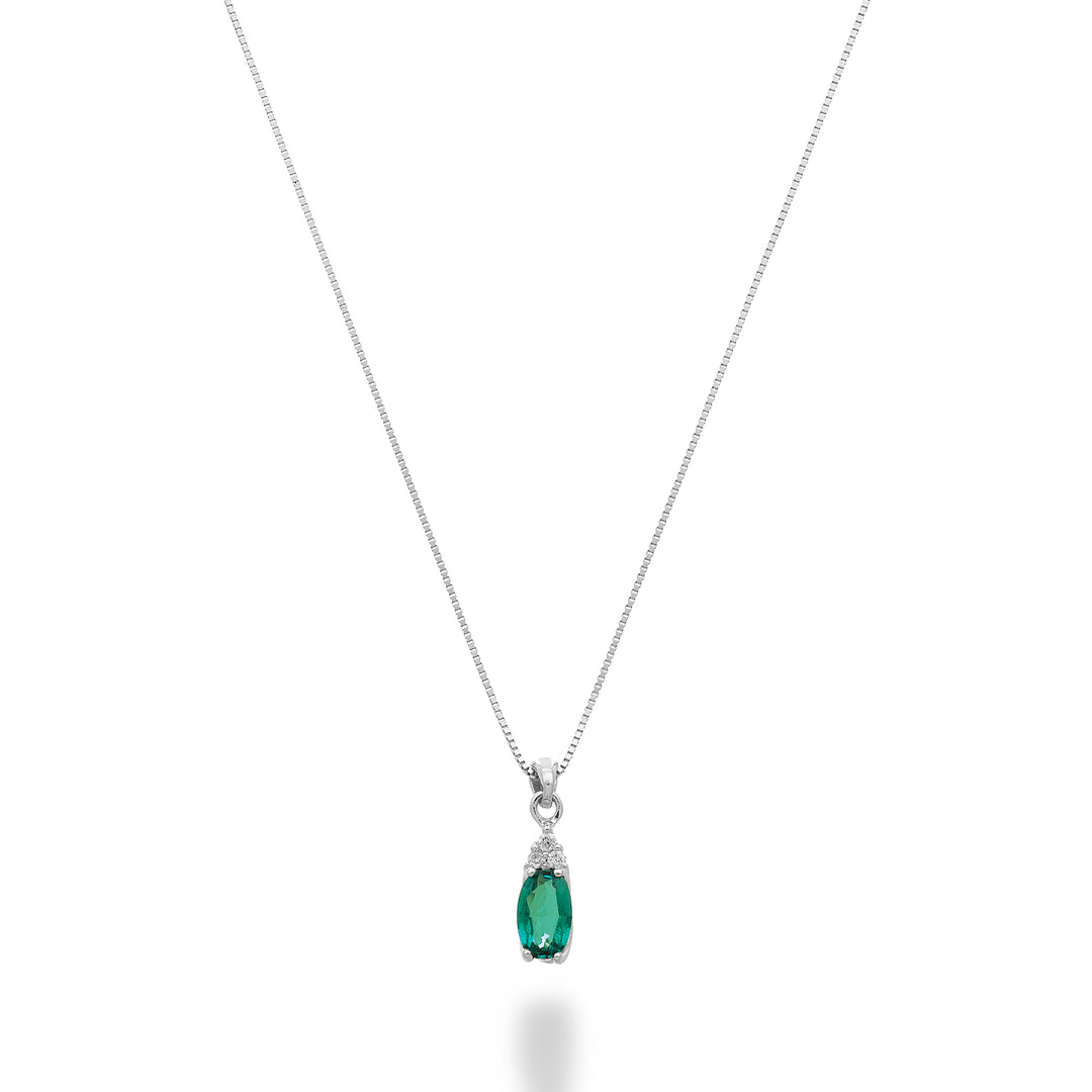 Mikiko cl 18k oval emerald 5x3 with three diamonds MD5187O4BE