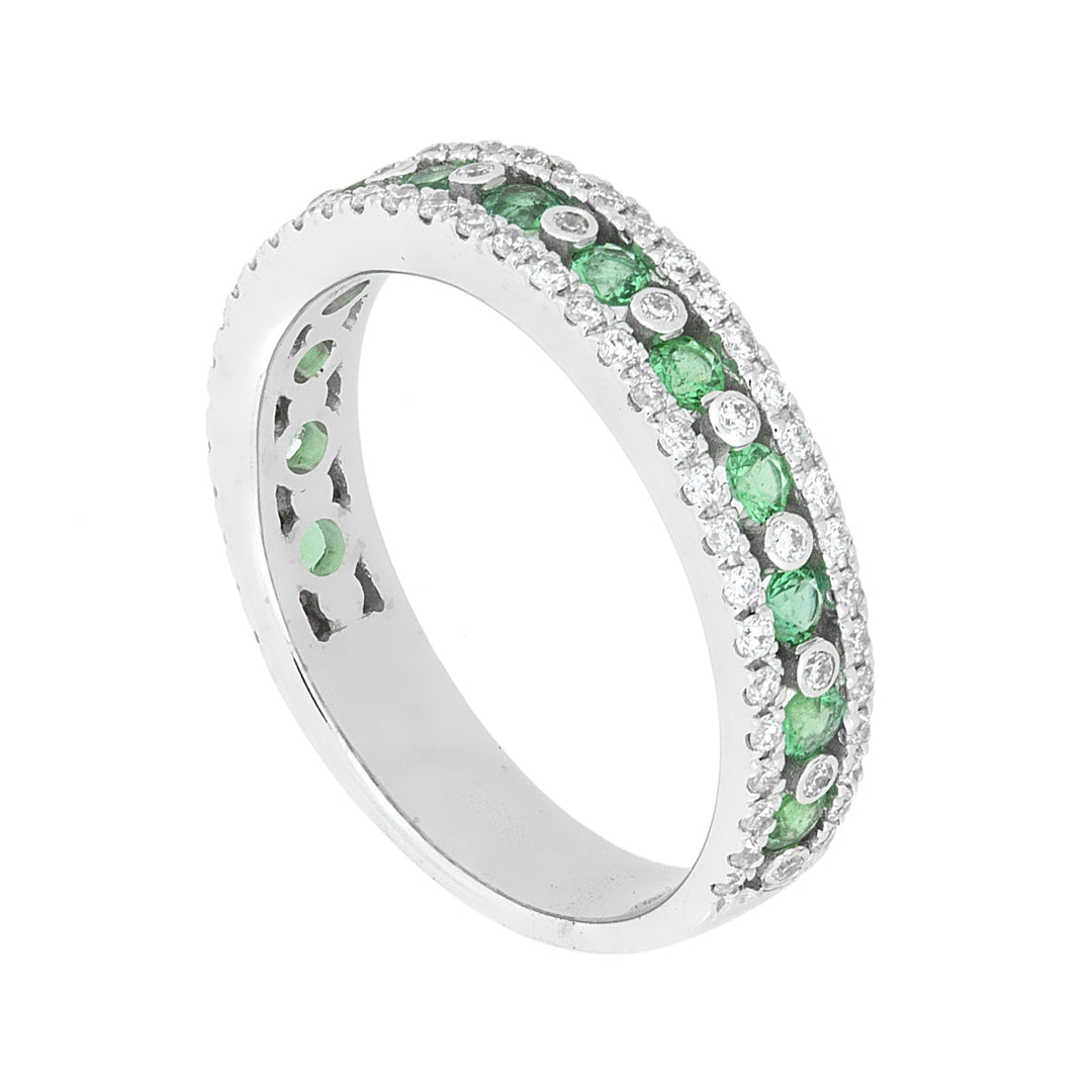 Golay halbrunder Schienenring mit Diamanten und Smaragden AFMG001WDISM-23041110039