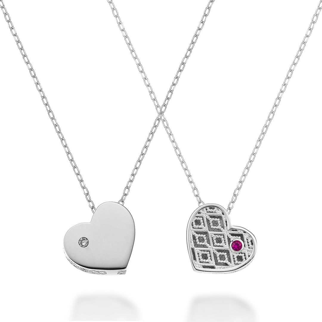Mikiko cl 18k small heart one side polished white gold diam. 0.005 ct ruby 0.005 ct MDCUOREPLO4