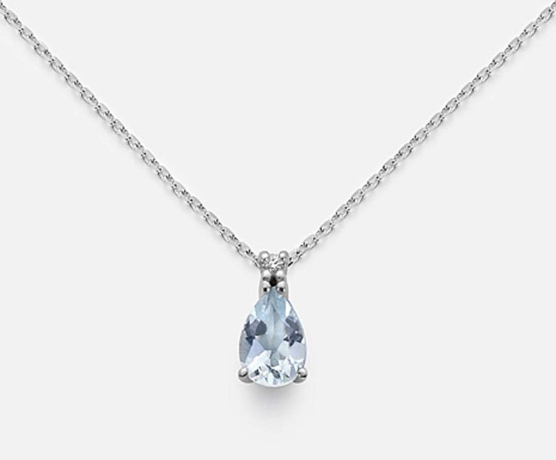 Nihama cl 18k aigue-marine goutte 6x4 ct.0,30 diam. ct.0,01 ND5037O4AM
