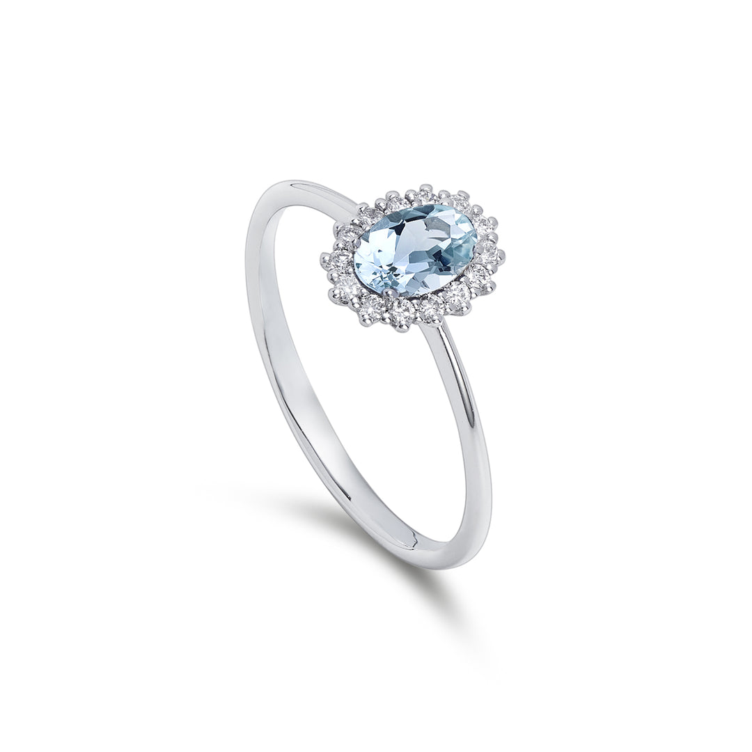 Nihama an 9k acquamarina ovale 6x4 ct.0,30 diam. ct.0,13 NA5141R4AM