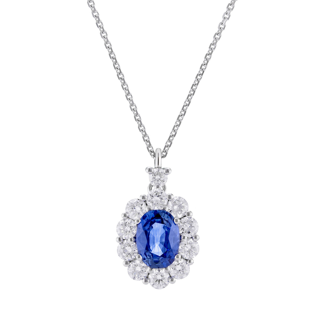 Collier saphir ovale Golay 7x5 et contour diamant PCL045DIZB1-23255110003