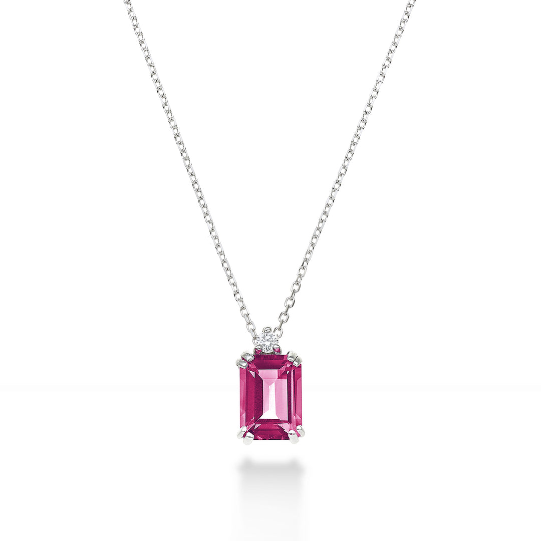 Mikiko cl 18k octagonal pink topaz 7x5 ct.1,10 diam. ct.0,025 MPCL090DITPPK2O4