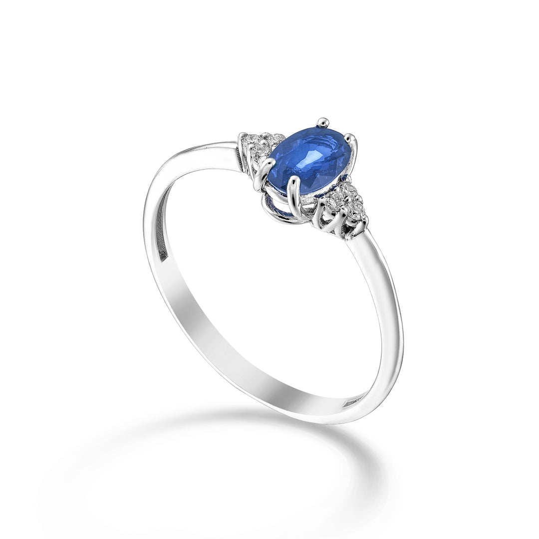 Nihama an 18k zaffiro n. ovale 6x4 e diamantini laterali NA5211O4ZFN050