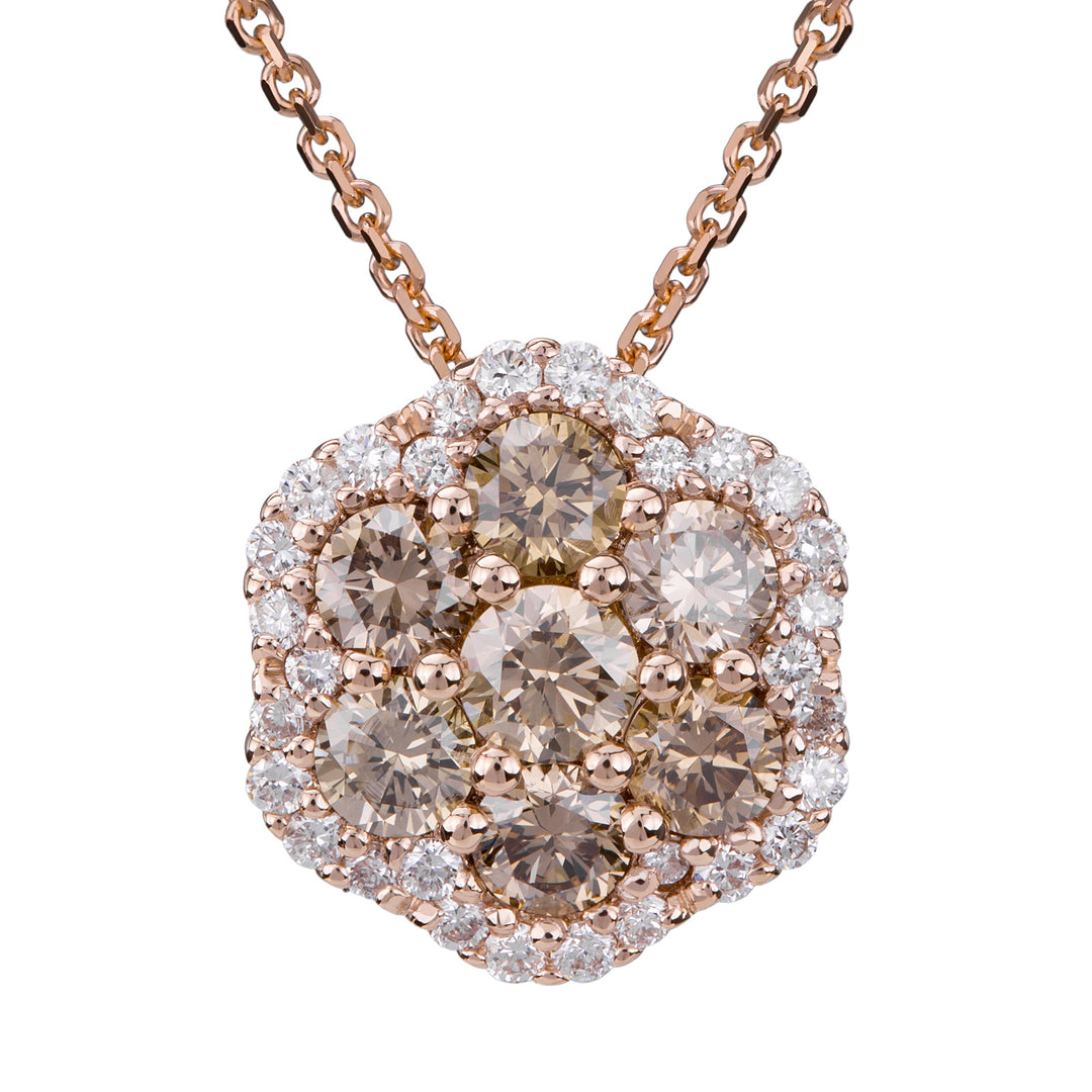 Golay-Blumenhalskette mit braunen Diamanten und Kontur d. weiß PPV007DIBW-21056000025