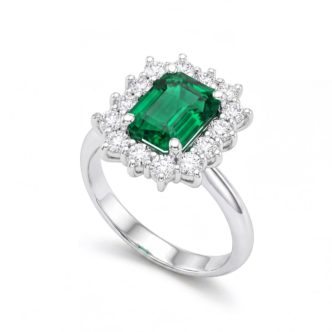 Bague Golay oct émeraude 8x6 avec contour diamant ACLC901DSM86-26163110086