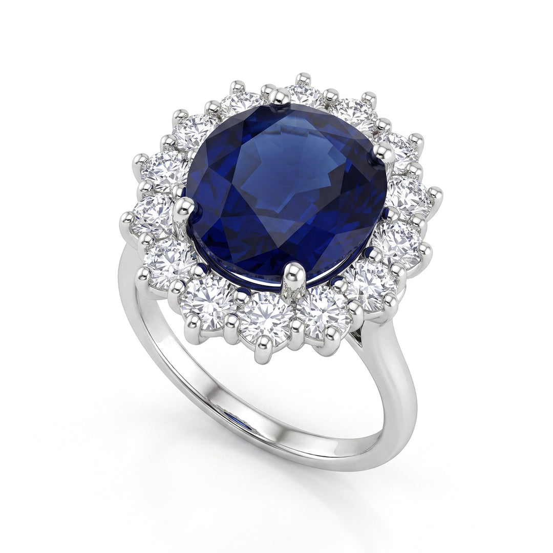 Golay-Ring mit Saphir 10x9 mm und brillanter Kontur ACL102DIZB109-25304110124