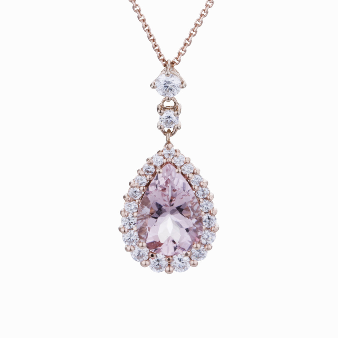 World Diamond Group Morganit-Halskette Tropfen 10x7 und Konturdiam PCLC073DIMO1-23166110371