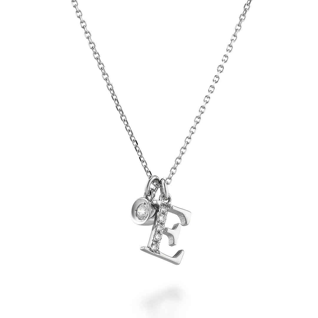 Golay cl 9k letter e white gold diam. ct.0,06 GPLEDR4