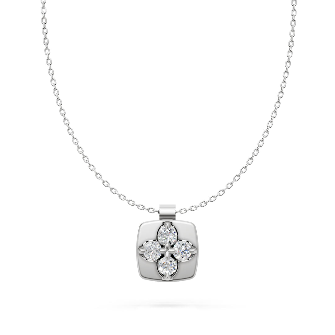 Collier fleur en satin Golay avec petits diamants blancs GMPFI01DI74SB-24051110182