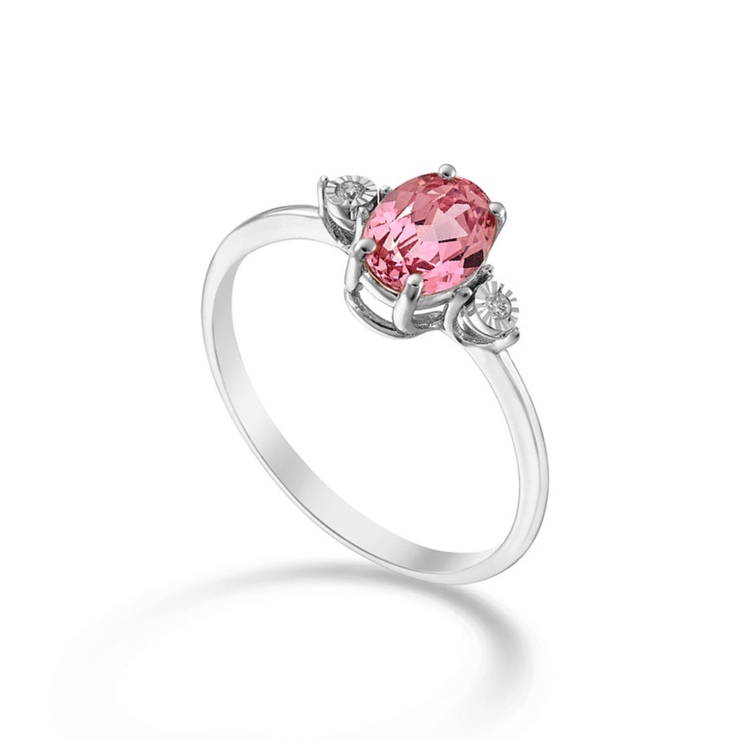 Nihama an 18k oval pink sapphire 7x5 and side diamonds NA5213O4ZFRP