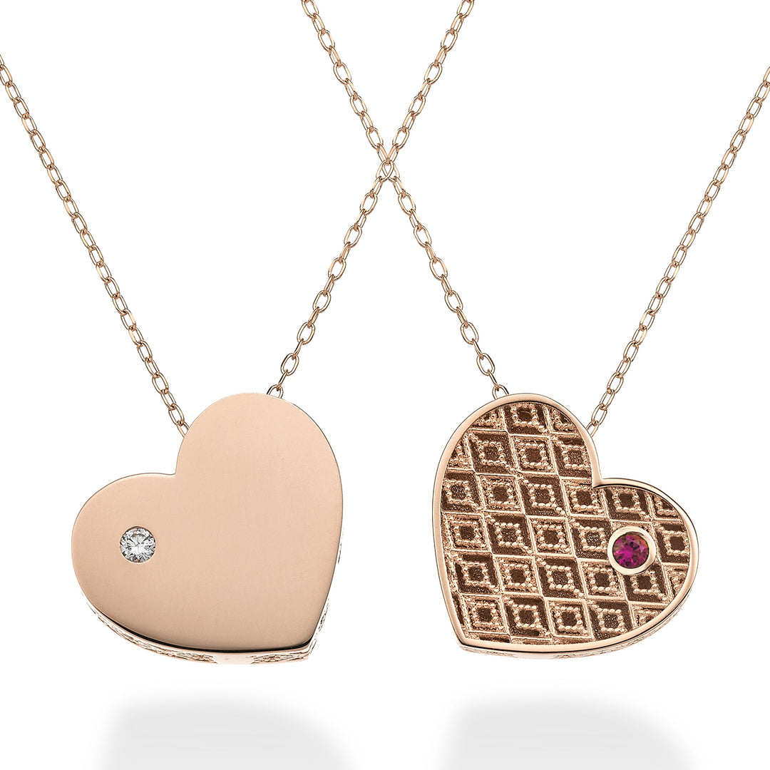 Mikiko cl 18k großes Herz, einseitig poliertes Roségold, Durchm. 0,01 ct Rubin 0,01 ct MDCUOREGLO3