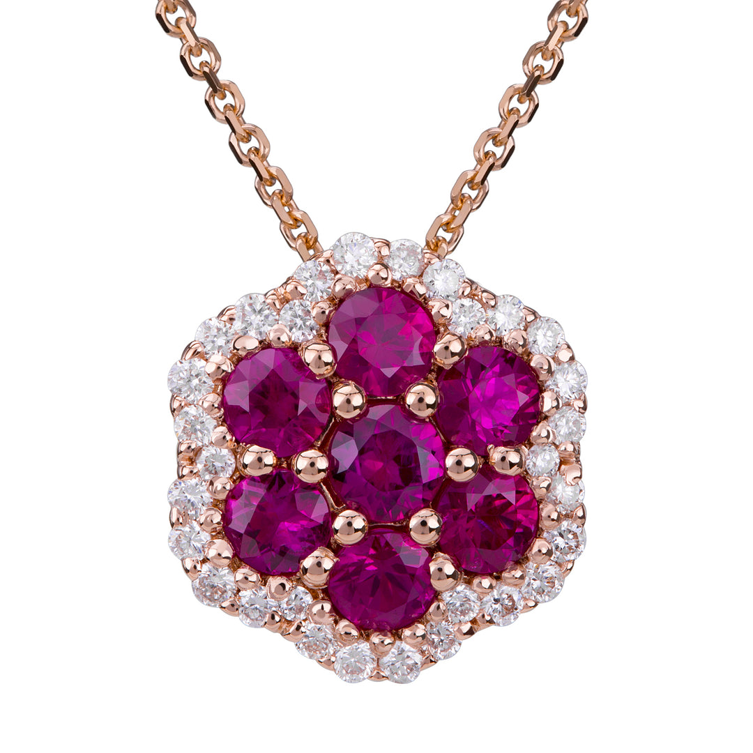 Golay-Rubinblumen-Halskette mit weißem Diamantumriss PPV007DIRU-21287110102