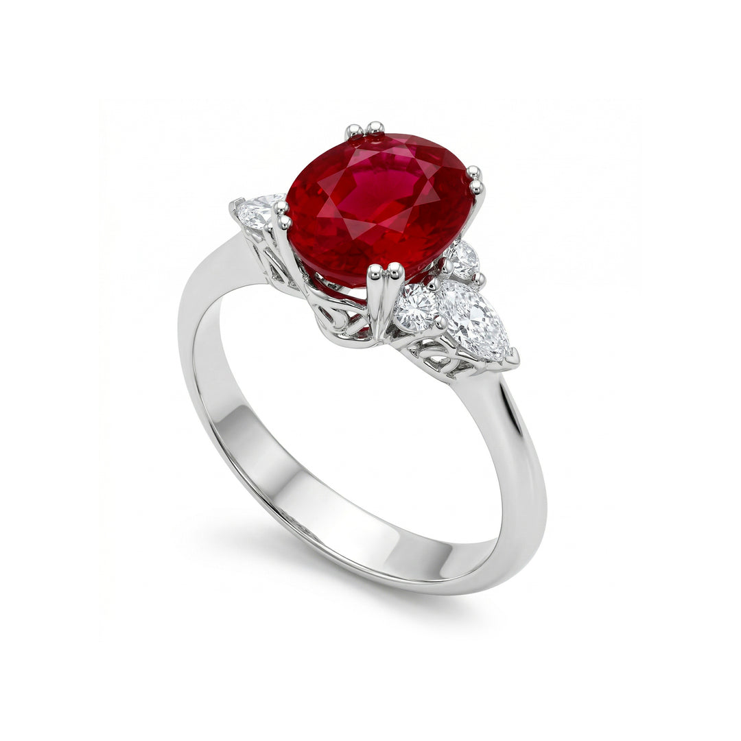 Golay ovaler Rubinring 6x7, runde und Marquise-Diamanten AFD802RU-16209110011