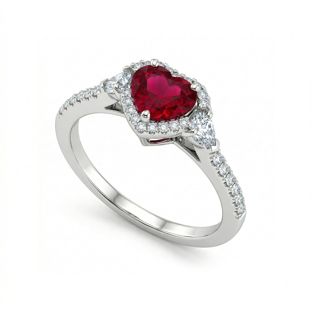 Golay anello diamanti e rubino a cuore 6x8 con gocce lat ACLC109DIRU68-22035110103