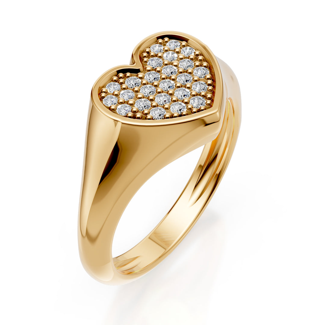 World Diamond Group Ring mit kleinem Herz, Größe 10, mit Diamanten, Gelbgold ACH004DIG-24071110001