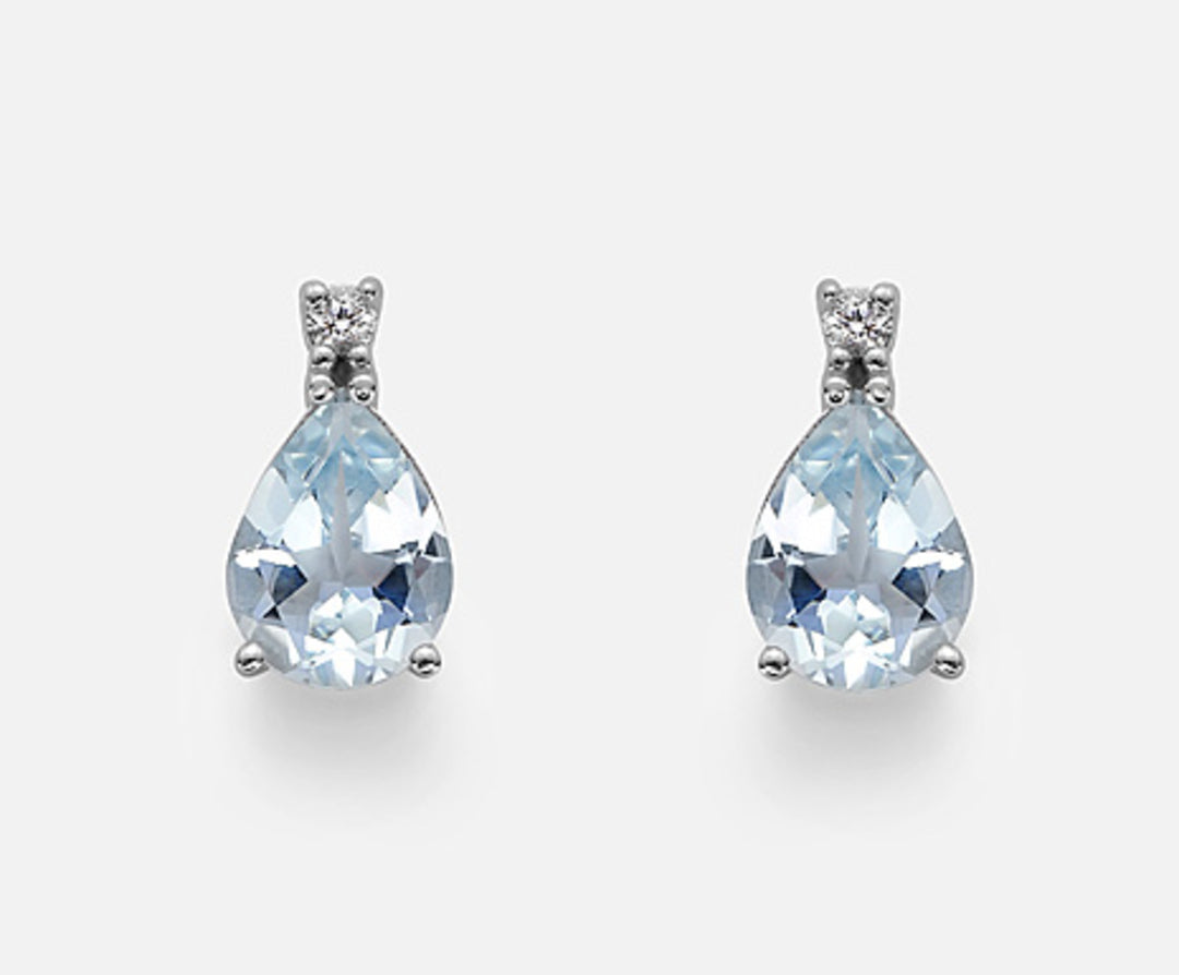 Mikiko or 18k aquamarine drop 8x6 ct.1,24 diam. 0.05 ct MO5028O4AM