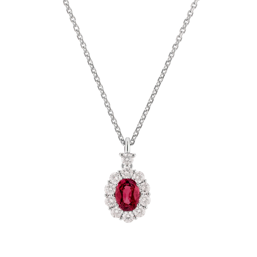 Collier rubis ovale Golay 4x3, diamants et lunette PCL041DIRU34-26111110401