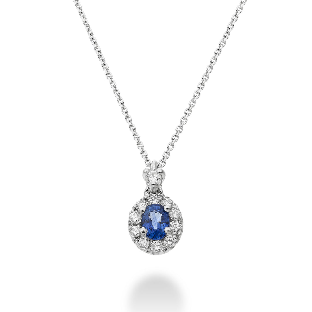 Golay-Halskette mit 6x4 ovalem Saphir-Anhänger und Diamanten PCL122DIZB46-24030110145