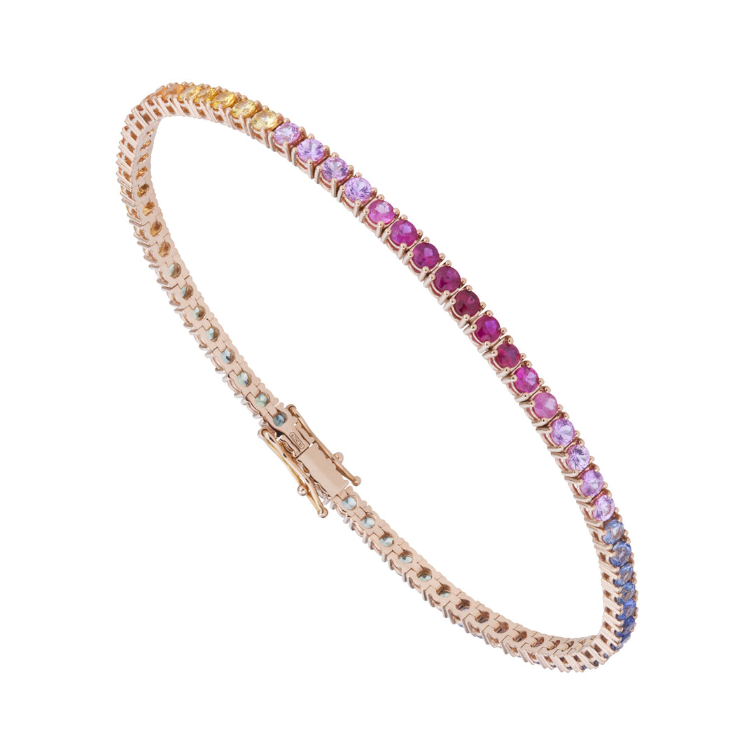 World Diamond Group 9-karätiges Gold-Tennisarmband mit mehrfarbigem Saphirdraht BTF001ZBMC2-375-23135110002