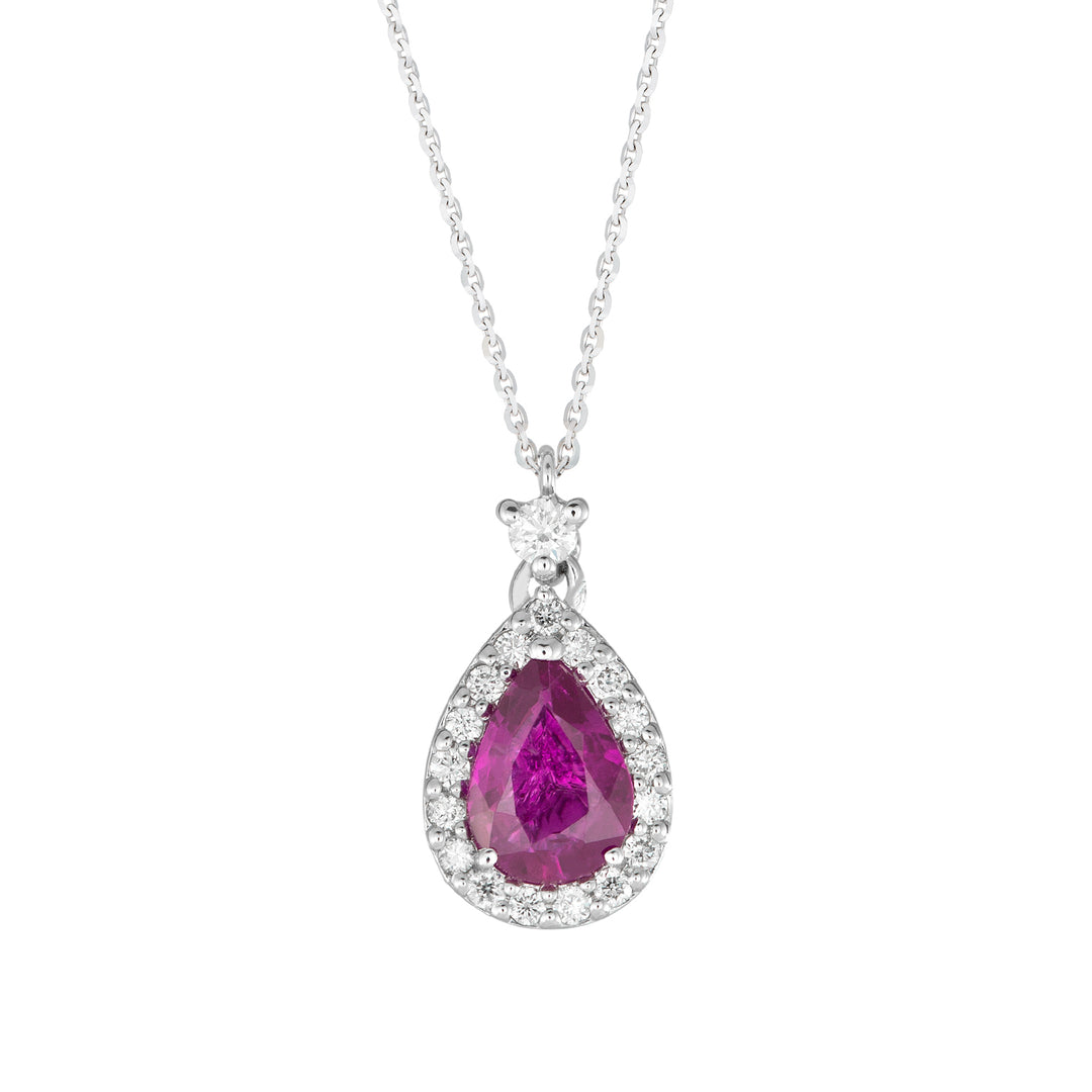 Pendentif saphir rose Golay goutte 7x5 et contour PCL032DIZP-23310110079