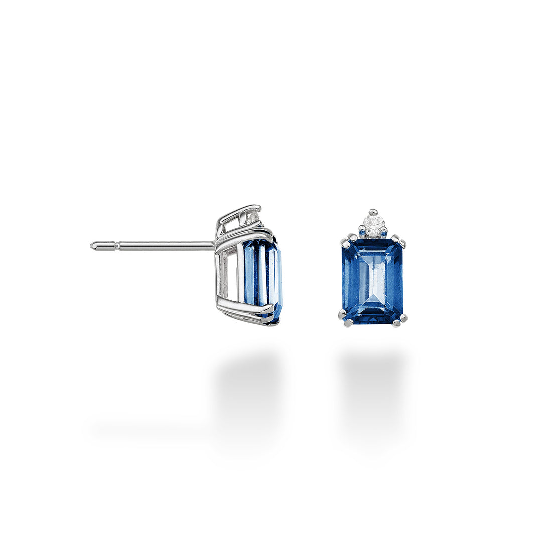 Mikiko oder 18k achteckiger Londoner Blautopas 7x5 ct.2,40 Durchm. ct.0,05 MOCL090DITPBL2O4