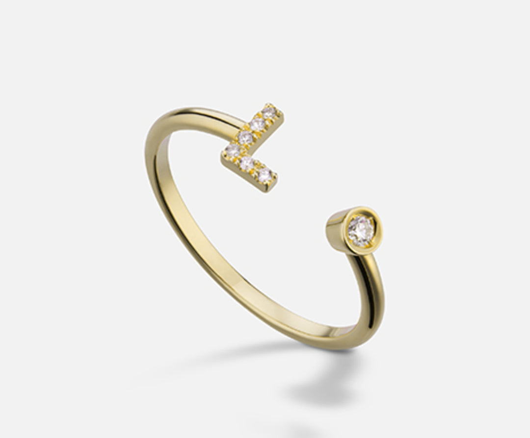 Golay une lettre l 9k petit or jaune diam. ct.0,06 GAFLD1R1