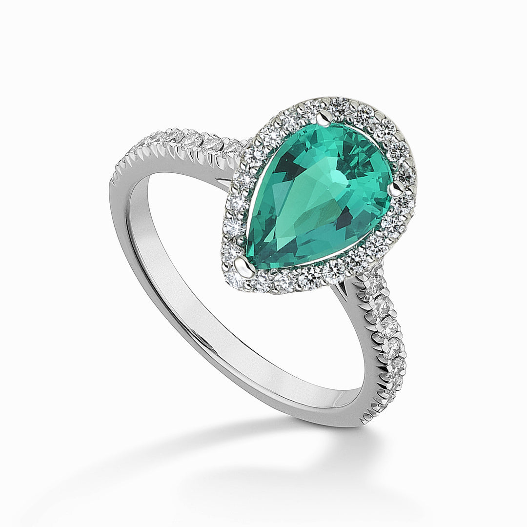 X-Diamond an 18kt lab g.d. lab emerald drop 10x7 ct.1,70 diam ct.0,32 LXDACL100SMGODIO4