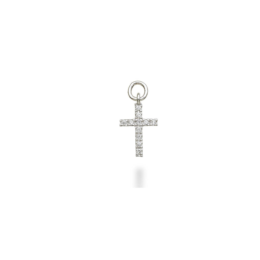 Breloque World Diamond Group Croix en or blanc 18 carats diam. ct.0,05 GCROCE05CHO4