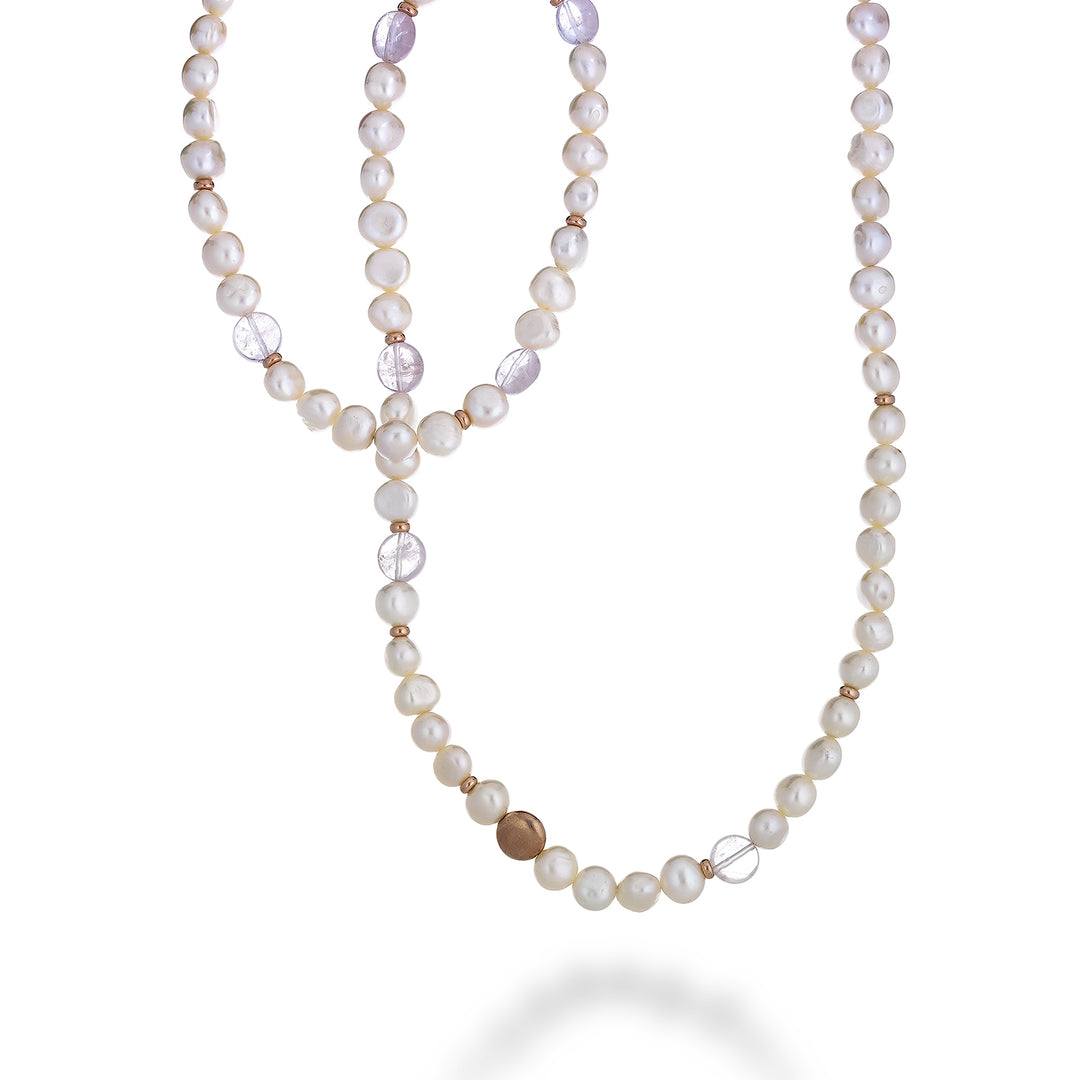 Mikiko cl ag925 fw bar 9/10 rose quartz 80 cm MC7124A3QUARZOROSA