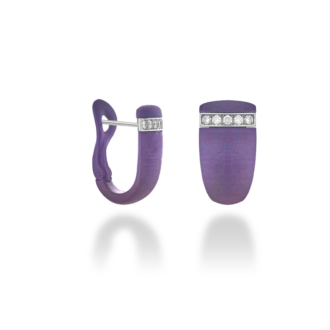 Golay orecchini a clips in titanio viola e oro bianco 18k. castone incassato con diamanti GOR035O4DIVITX