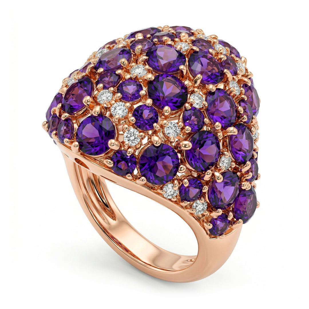 Golay-Ring mit Pavé-Lila Topas und Diamanten APV010DITVI-18353110030