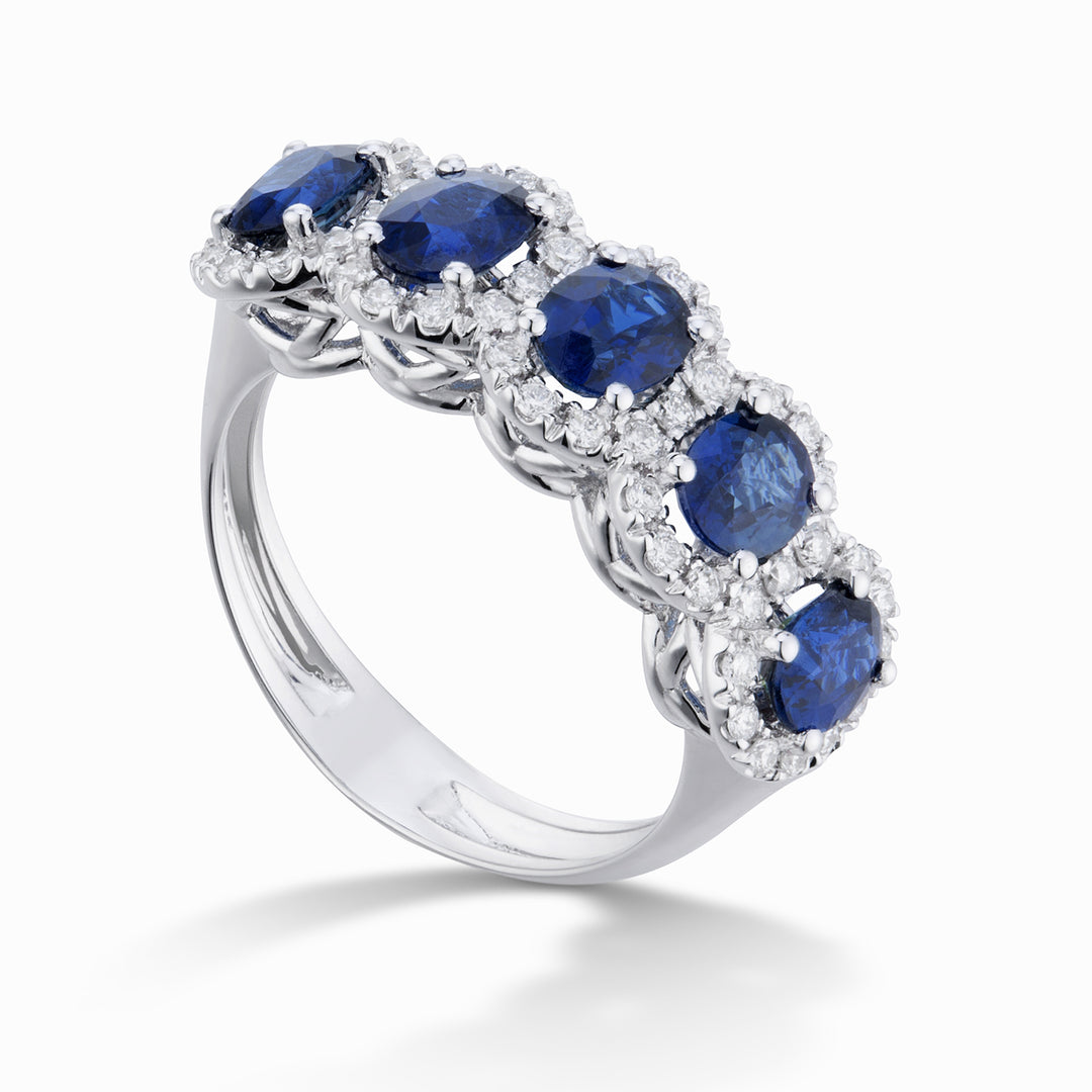Golay-Ring mit 5 5x4 ovalen Saphiren und Konturdiamanten ACL5123DIZB45-23101110019