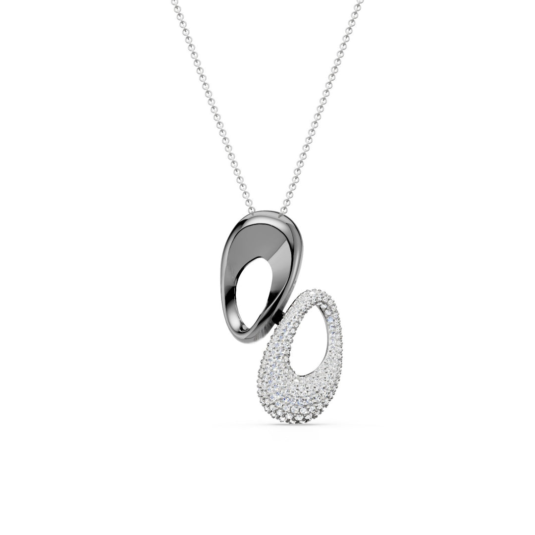 Golay two-tone black and white pendant necklace with pave&