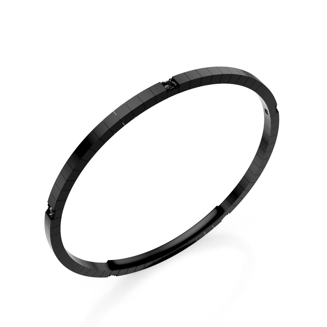 Bracelet tennis X-Diamond en titane noir avec cinq diamants noirs et fermoir papillon, 18,5 cm, deuxième taille LXDBRT012S5BKNE-185