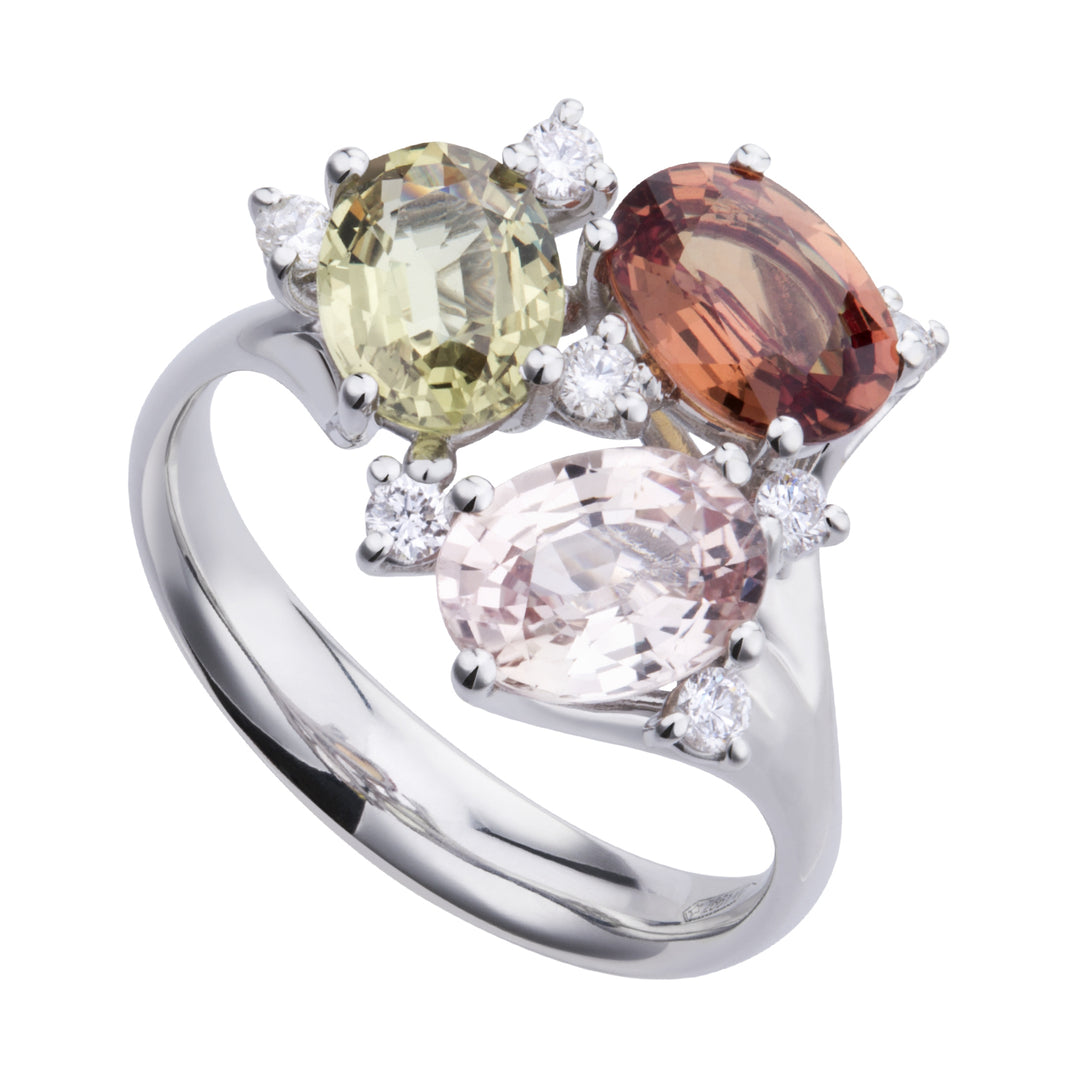 Golay anello trilogy mosso con zaffiri multicolor 6x8 e ATRM001DIZMC1-20160110012