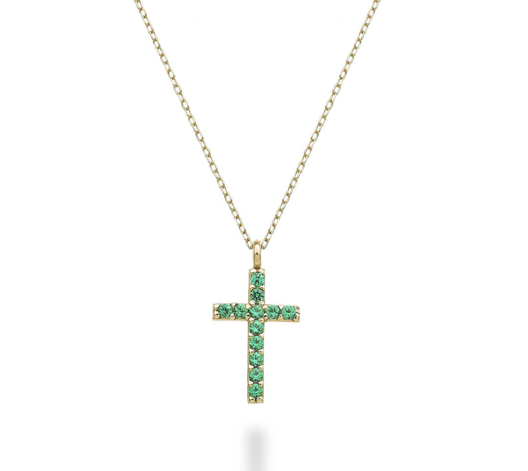 Nihama cl 18k Kreuz Größe 4 Gelbgold mit Smaragden 0,20 ct NDCRO4O1SMR