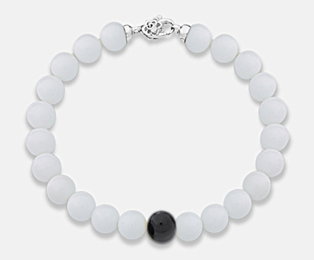 Mikiko br ag925 agglomerate of white agate and onyx 12mm MB7364A4AGATA012
