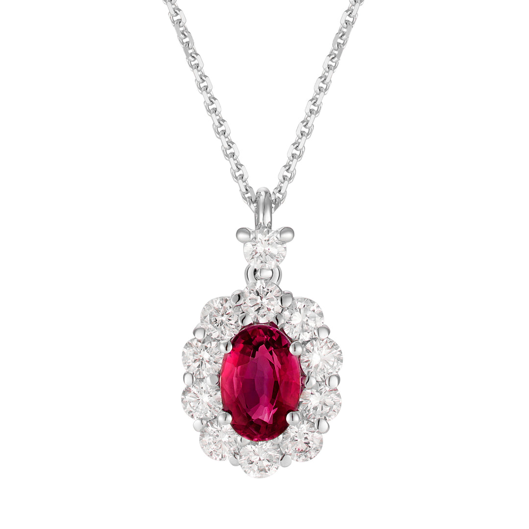 Collier rubis ovale Golay 6x4 et contour diamant PCL042DIRU1-26111110409