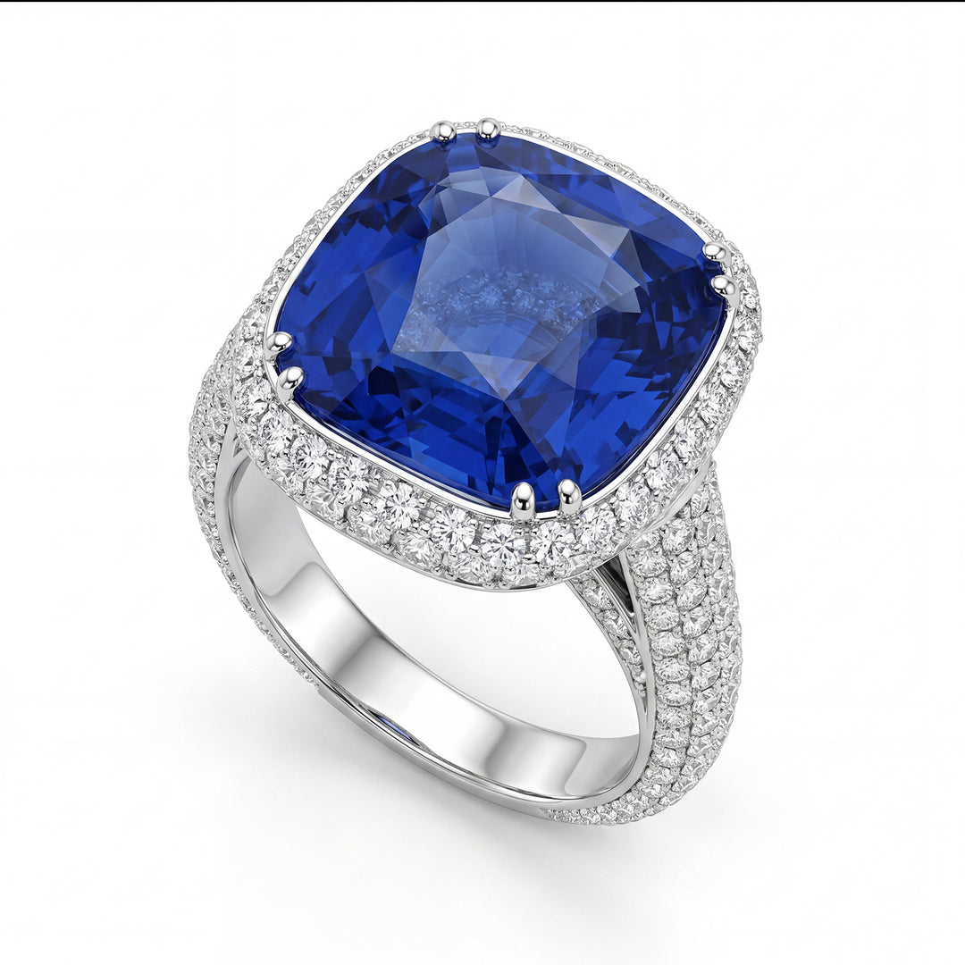 Bague World Diamond Group avec saphir coussin 11,51 ct et diamants APU188DIZB-17258110525