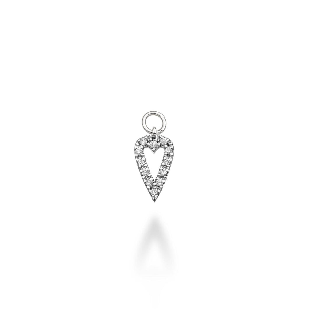 World Diamond Group charm cuore piccolo allungato 18k ct.0,06 oro bianco GCH214DIO4