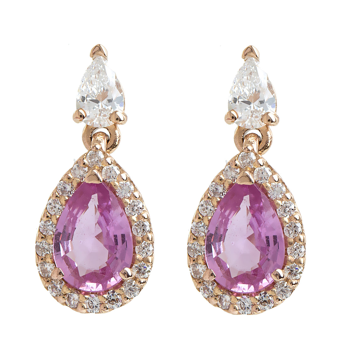 Golay pink sapphire drop earring 6x4 and diamonds ORB300PS-18129110030
