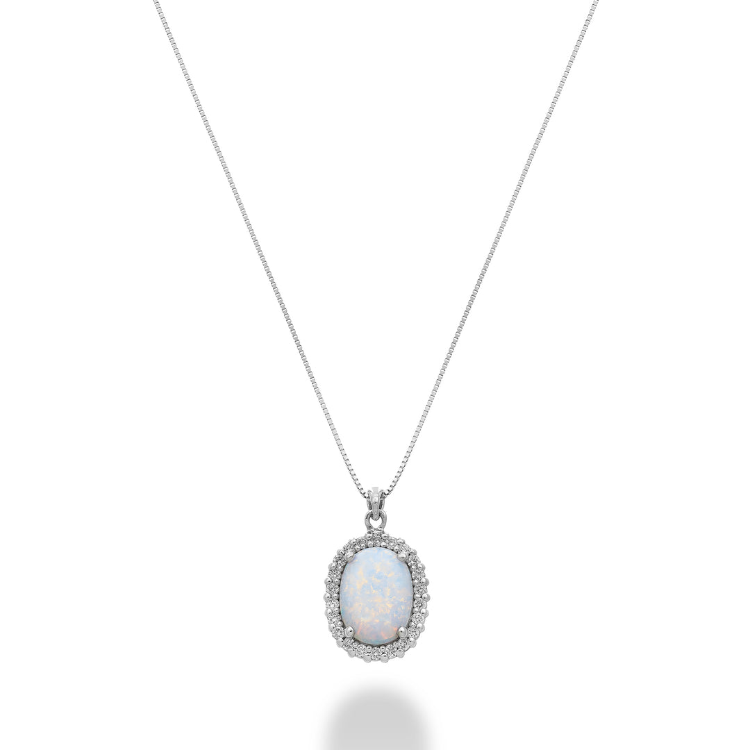 Mikiko cl 18k opal oval cabochon 8x6 and diamond outline MD5193O4OP