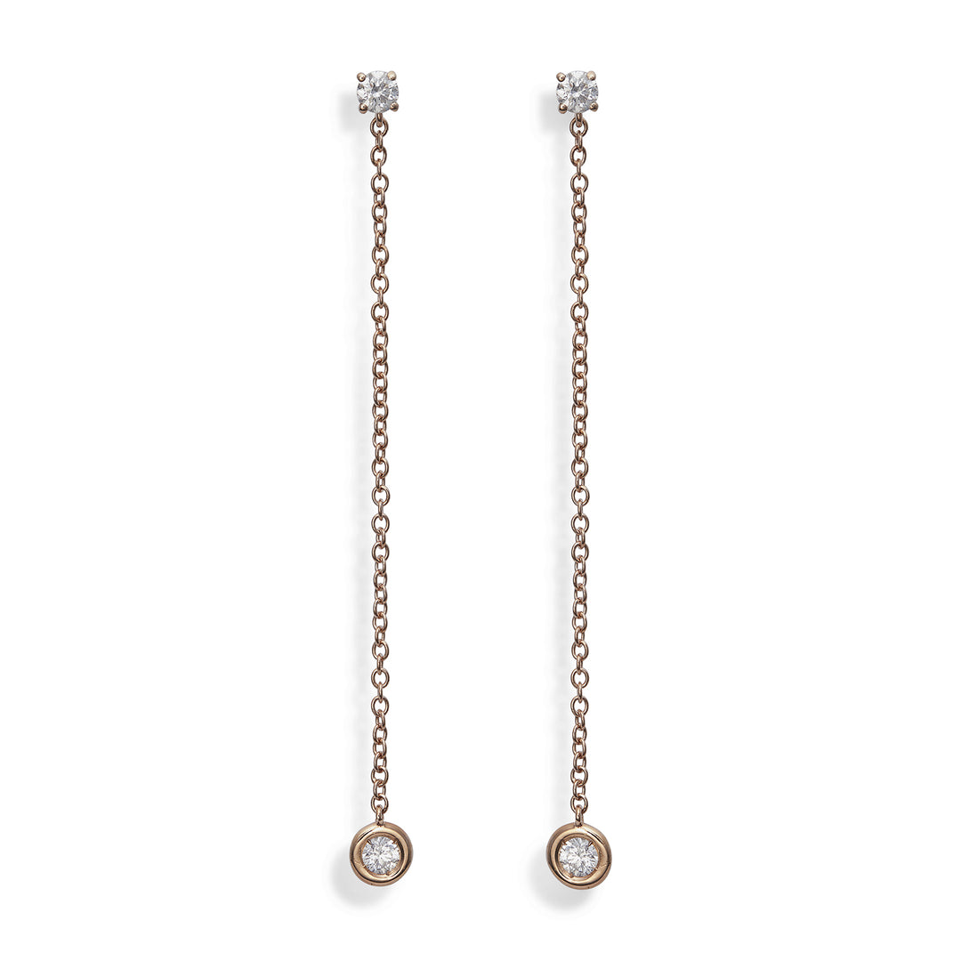 World Diamond Group or 18k ct.0,34 castone tondo catena cm.5,5 rosè GO5073O3BR034