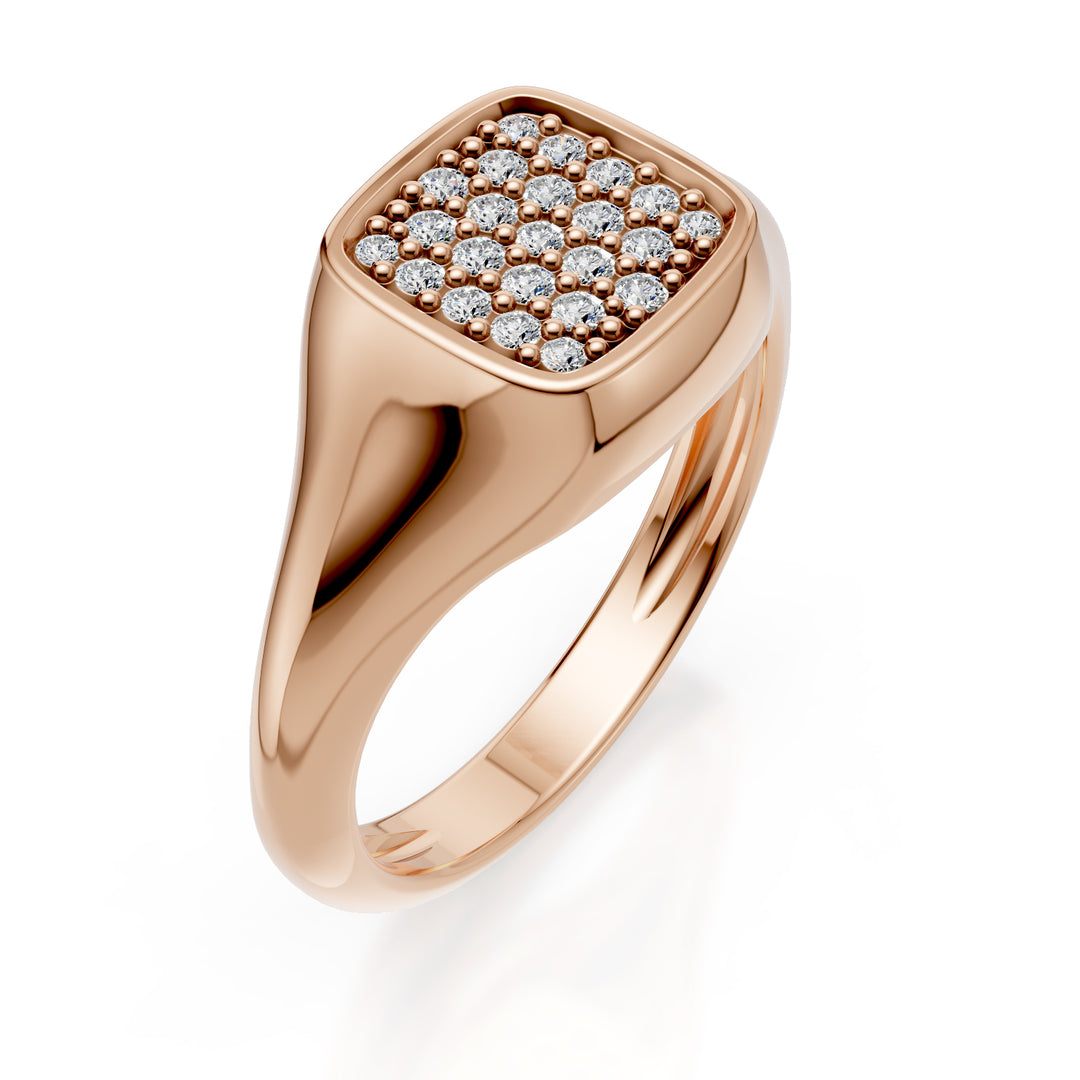 World Diamond Group bague pinky carrée taille 10, diamants en or rose ACH003DIR-24099110197