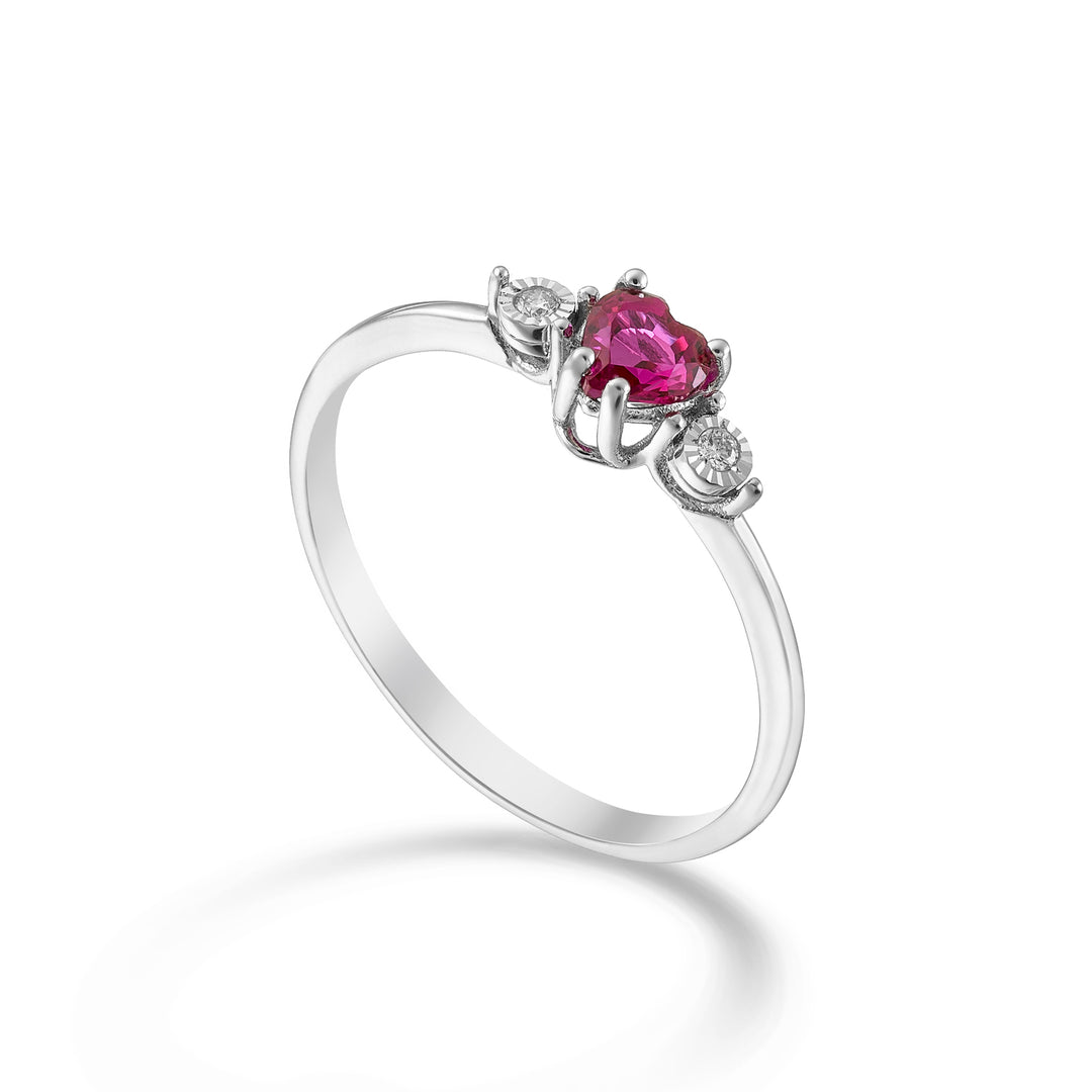 Mikiko un cœur rubis 9 carats 4x4 et diamants MA5202R4RBR