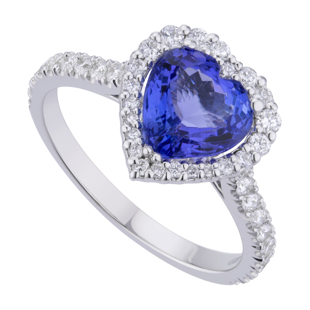 Taille de bague en tanzanite cœur Golay. 8x8 et diamants ACLC060DITZ2-25071110075