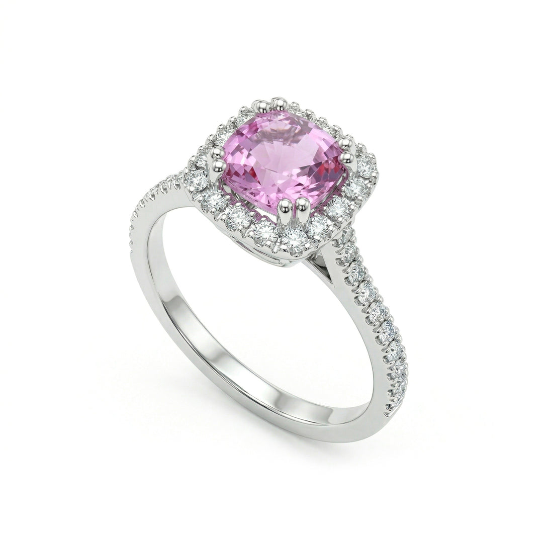 World Diamond Group cushion cut kunzite ring 6x6 and cont. diamonds ACLC076DIKZ2-21260110004