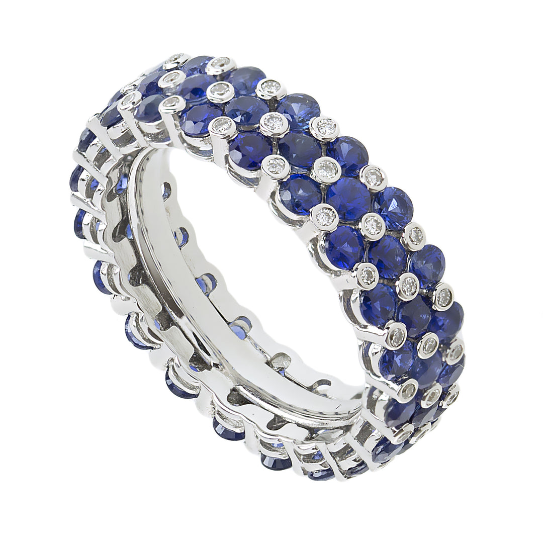 Golay 3-reihiger Ringring mit Diamanten und Saphiren AB2781BS-17355000051